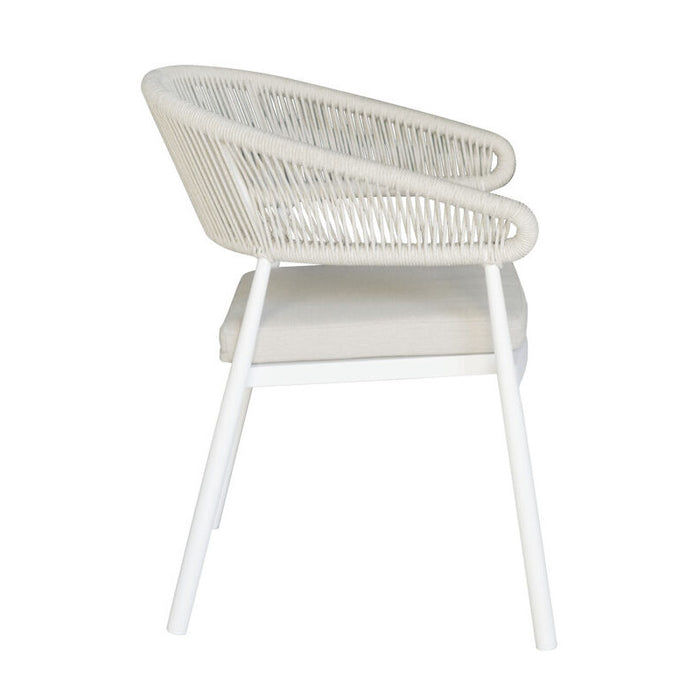 Sedia Perugia Contract In Alluminio Bianco E Corda Per Esterni Beige Moia