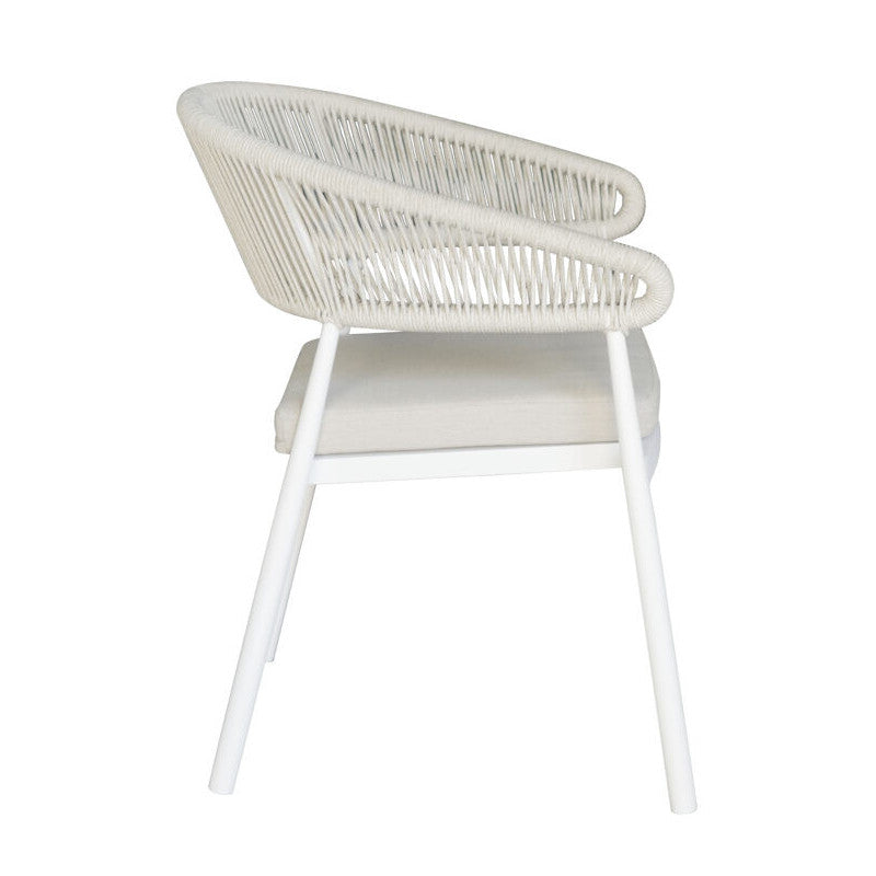 Sedia Perugia Contract In Alluminio Bianco E Corda Per Esterni Beige Moia