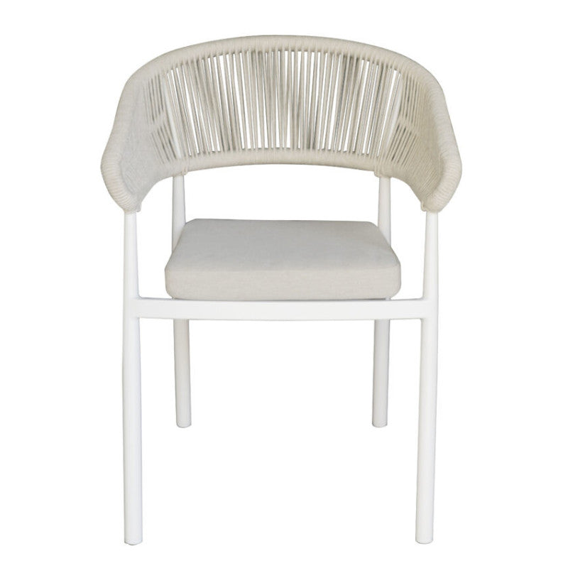 Sedia Perugia Contract In Alluminio Bianco E Corda Per Esterni Beige Moia