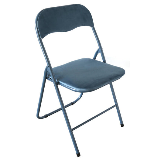 Sedia Pieghevole Amanda In Velluto Blu Struttura Blu