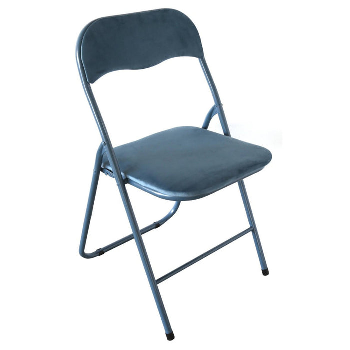 Sedia Pieghevole Amanda In Velluto Blu Struttura Blu