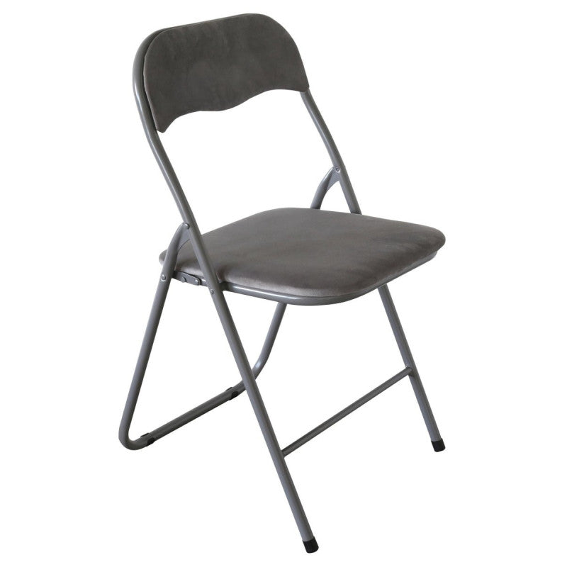 Sedia Pieghevole Amanda In Velluto Grigio Struttura Grigio