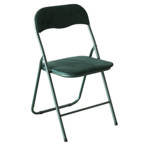 Sedia Pieghevole Amanda In Velluto Verde Scuro Struttura Verde Scuro