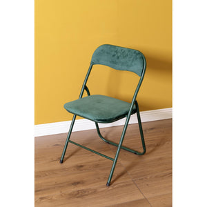 Sedia Pieghevole Amanda In Velluto Verde Scuro Struttura Verde Scuro