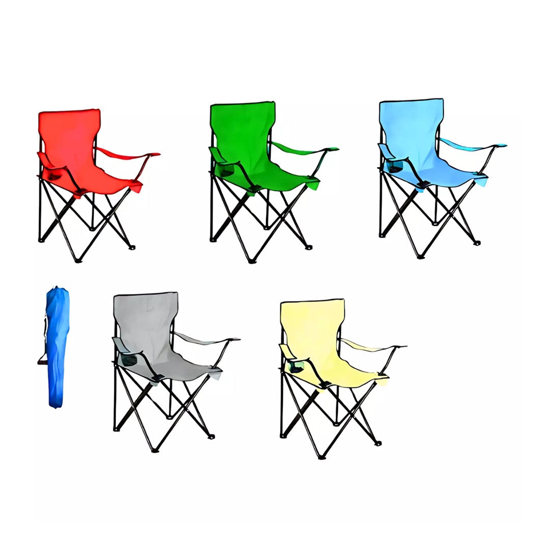 Trade Shop - Sedia Pieghevole Con Portabicchiere Da Pesca Campeggio Mare Spiaggia Tinta Unita 285006 -