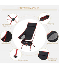 Sedia Pieghevole Da Campeggio Pesca Impermeabile Portatile Carico 140kg Tessuto         
