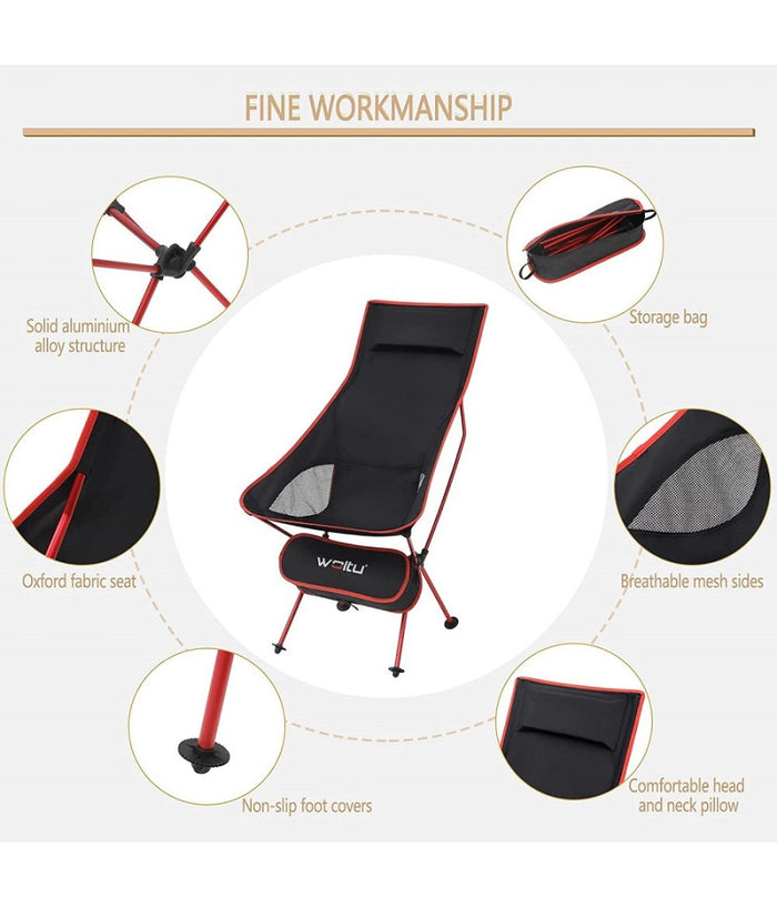 Sedia Pieghevole Da Campeggio Pesca Impermeabile Portatile Carico 140kg Tessuto         