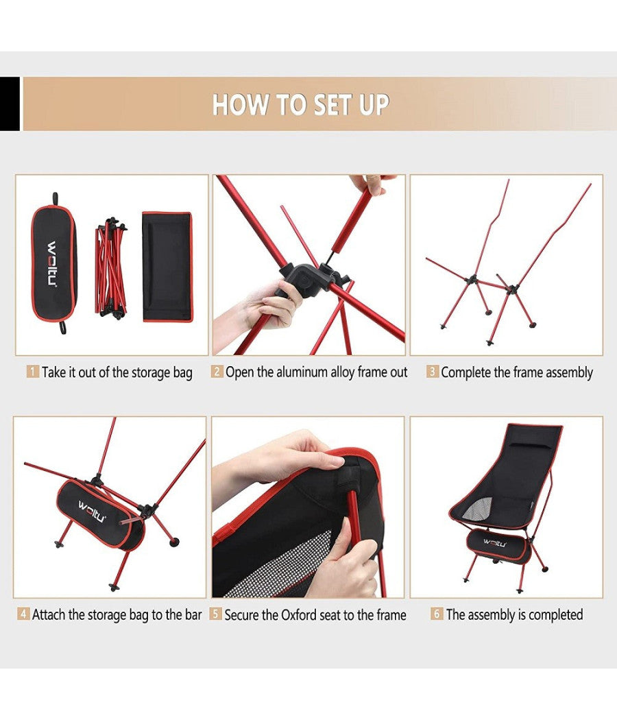 Sedia Pieghevole Da Campeggio Pesca Impermeabile Portatile Carico 140kg Tessuto         