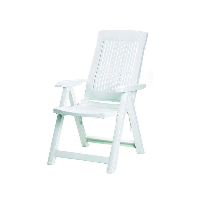 Trade Shop - Sedia Pieghevole Poltrona Bianca Arredo Esterno Da Giardino 60x61x109h Cm 851016 -