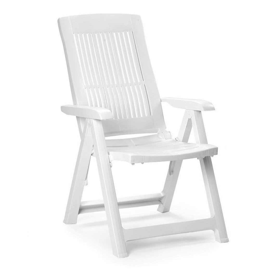 Trade Shop - Sedia Pieghevole Poltrona Bianca Arredo Esterno Da Giardino 60x61x109h Cm 851016 -