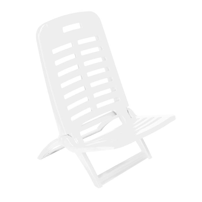 Trade Shop - Sedia Pieghevole Sdraio Da Spiaggia Mare Spiaggina Leggera Portatile Colorata Relax - Bianco