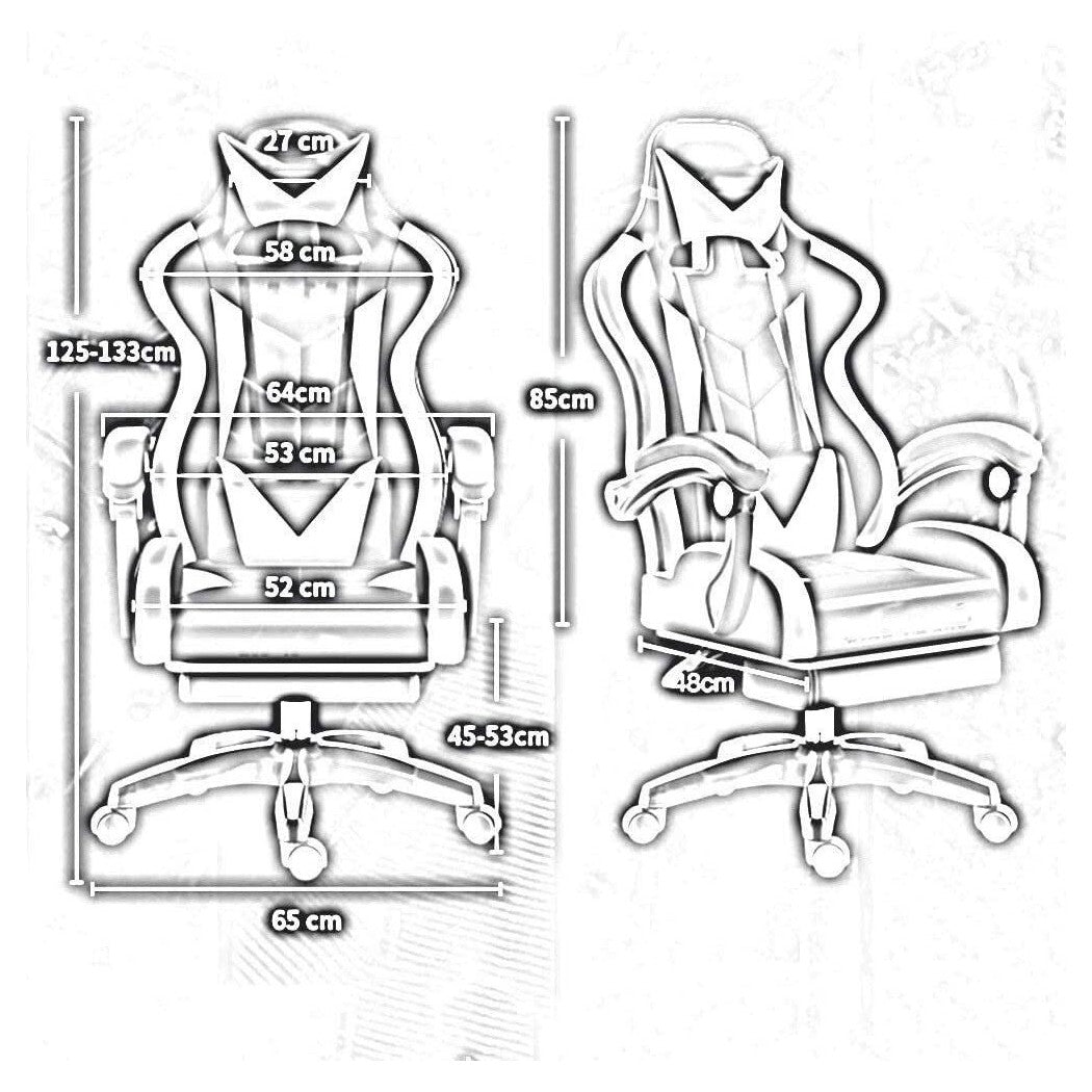 Trade Shop - Sedia Poltrona Ufficio Casa Ecopelle Cuscino Lombare Poggiatesta Piedi Blu Nero -