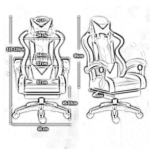 Trade Shop - Sedia Poltrona Ufficio Casa Ecopelle Cuscino Lombare Poggiatesta Piedi Blu Nero -