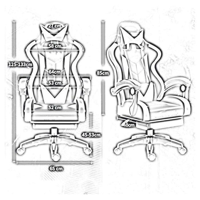 Trade Shop - Sedia Poltrona Ufficio Casa Ecopelle Cuscino Lombare Poggiatesta Piedi Blu Nero -
