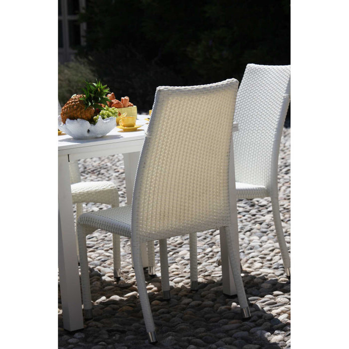 Sedia polyrattan adila bianco ghiaccio quadro cm 47x61h44/46/88