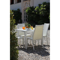 Sedia polyrattan adila bianco ghiaccio quadro cm 47x61h44/46/88