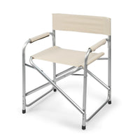 Trade Shop - Sedia Regista Beige Pieghevole In Ferro Per Campeggio Mare Spiaggia Giardino 285008 -