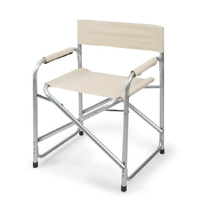 Trade Shop - Sedia Regista Beige Pieghevole In Ferro Per Campeggio Mare Spiaggia Giardino 285008 -