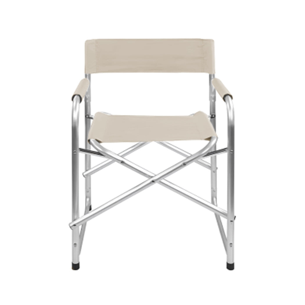 Trade Shop - Sedia Regista Beige Pieghevole In Ferro Per Campeggio Mare Spiaggia Giardino 285008 -
