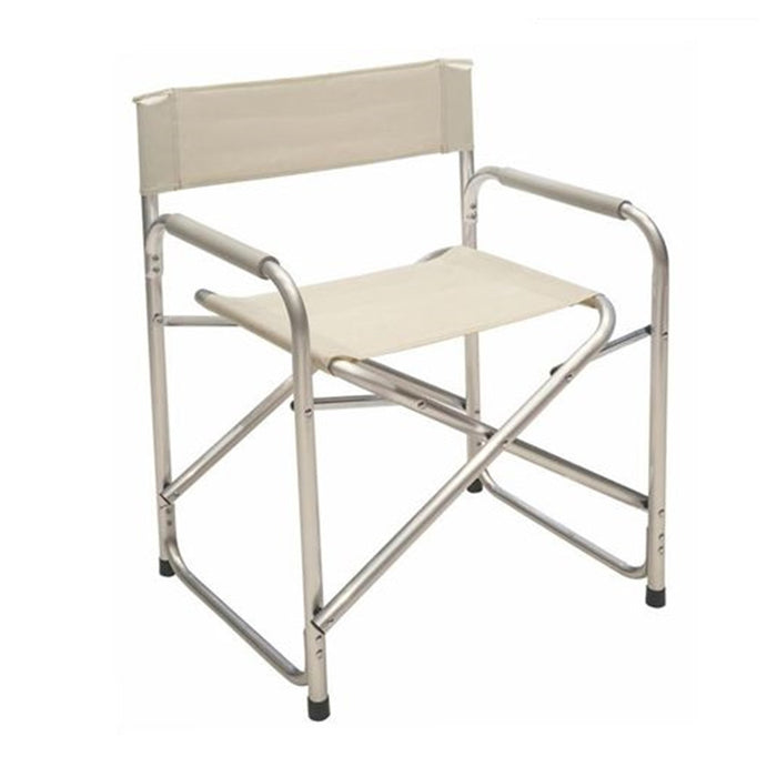 Trade Shop - Sedia Regista Beige Pieghevole In Ferro Per Campeggio Mare Spiaggia Giardino 285008 -