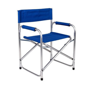 Trade Shop - Sedia Regista Blu Pieghevole In Ferro Per Campeggio Mare Spiaggia Giardino 285007 -