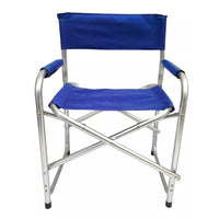 Trade Shop - Sedia Regista Blu Pieghevole In Ferro Per Campeggio Mare Spiaggia Giardino 285007 -