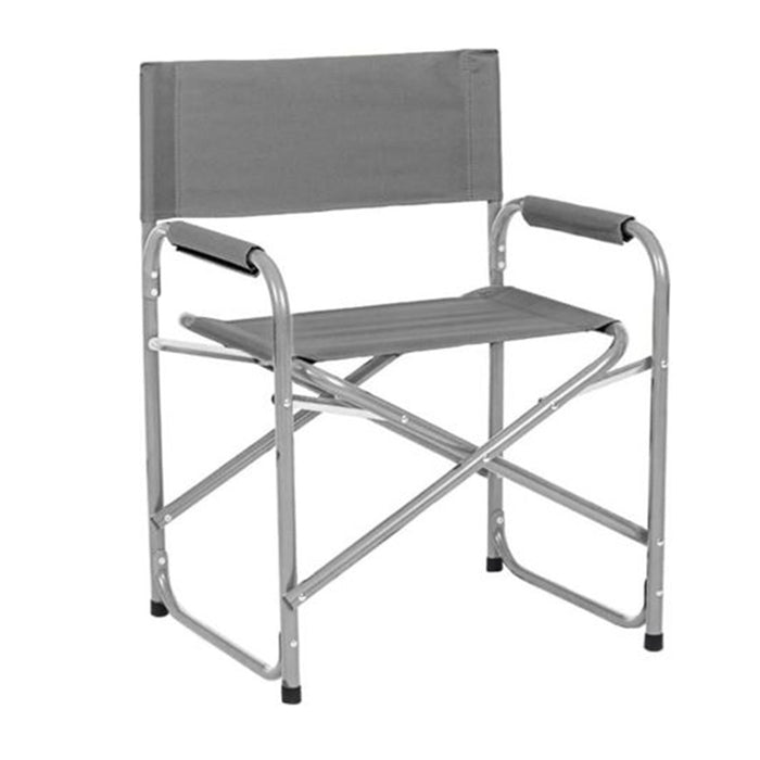 Trade Shop - Sedia Regista Grigia Pieghevole In Ferro Per Campeggio Mare Spiaggia Giardino 285016 -