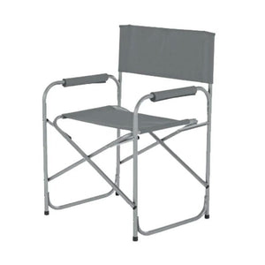 Trade Shop - Sedia Regista Grigia Pieghevole In Ferro Per Campeggio Mare Spiaggia Giardino 285016 -