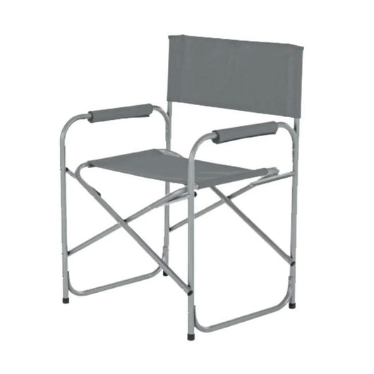 Trade Shop - Sedia Regista Grigia Pieghevole In Ferro Per Campeggio Mare Spiaggia Giardino 285016 -