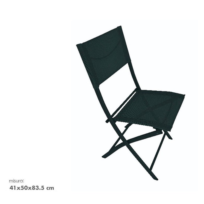 Trade Shop - Sedia Sharm In Ferro Textilene Polipropilene Nera 41x50x83.5 Cm Pieghevole 529006 -