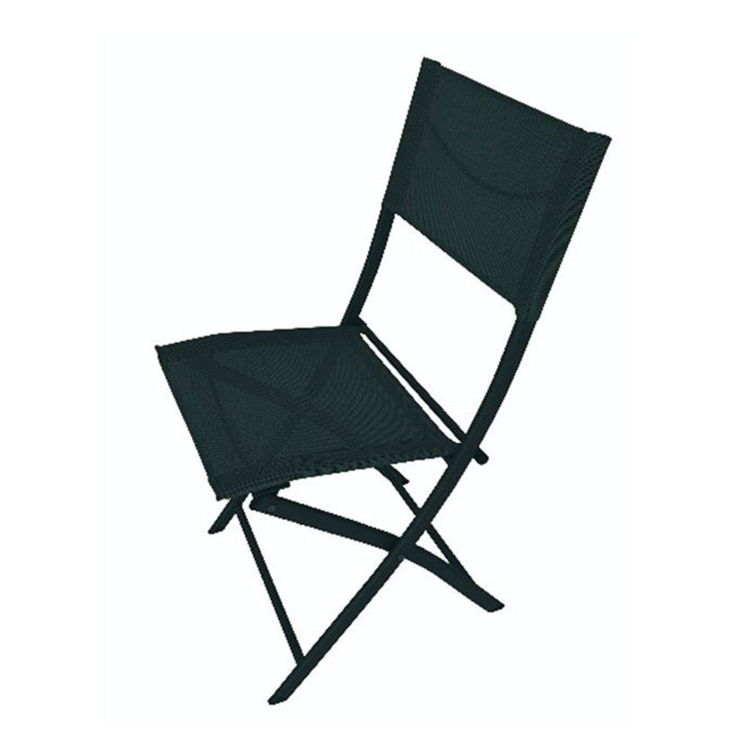 Trade Shop - Sedia Sharm In Ferro Textilene Polipropilene Nera 41x50x83.5 Cm Pieghevole 529006 -