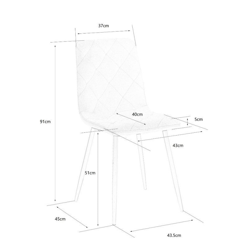 Sedia tessuto beige cuciture a rombo Okar