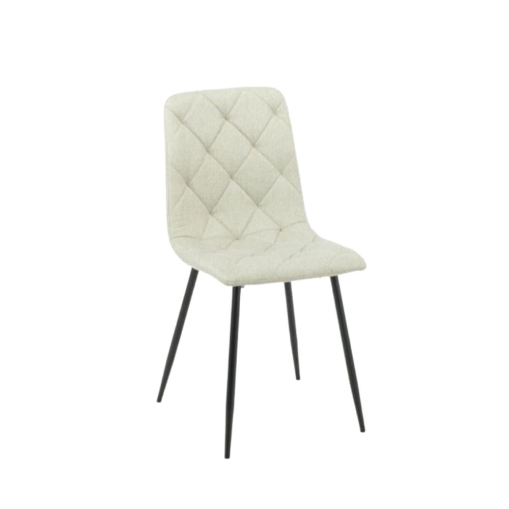 Sedia tessuto beige cuciture a rombo Okar