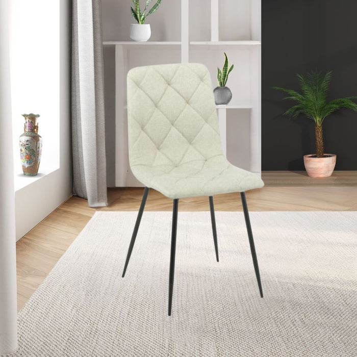 Sedia tessuto beige cuciture a rombo Okar