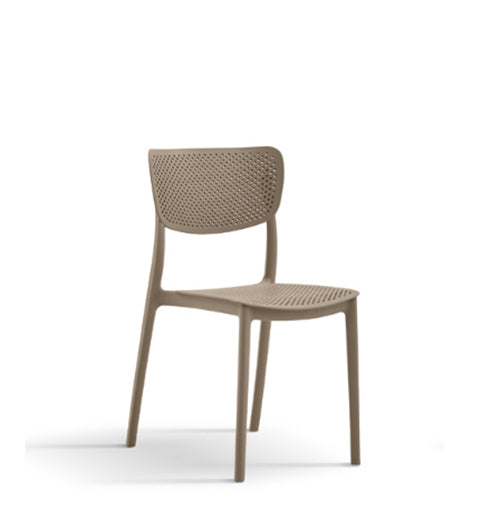 Set 4 sedie con schienale e seduta resina forata Tortora, ZZNLF6040