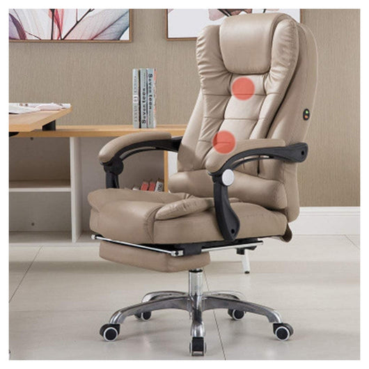 Trade Shop - Sedia Ufficio Girevole Da Gioco Poggiapiedi Scrivania Reclinabile In Pelle Beige -