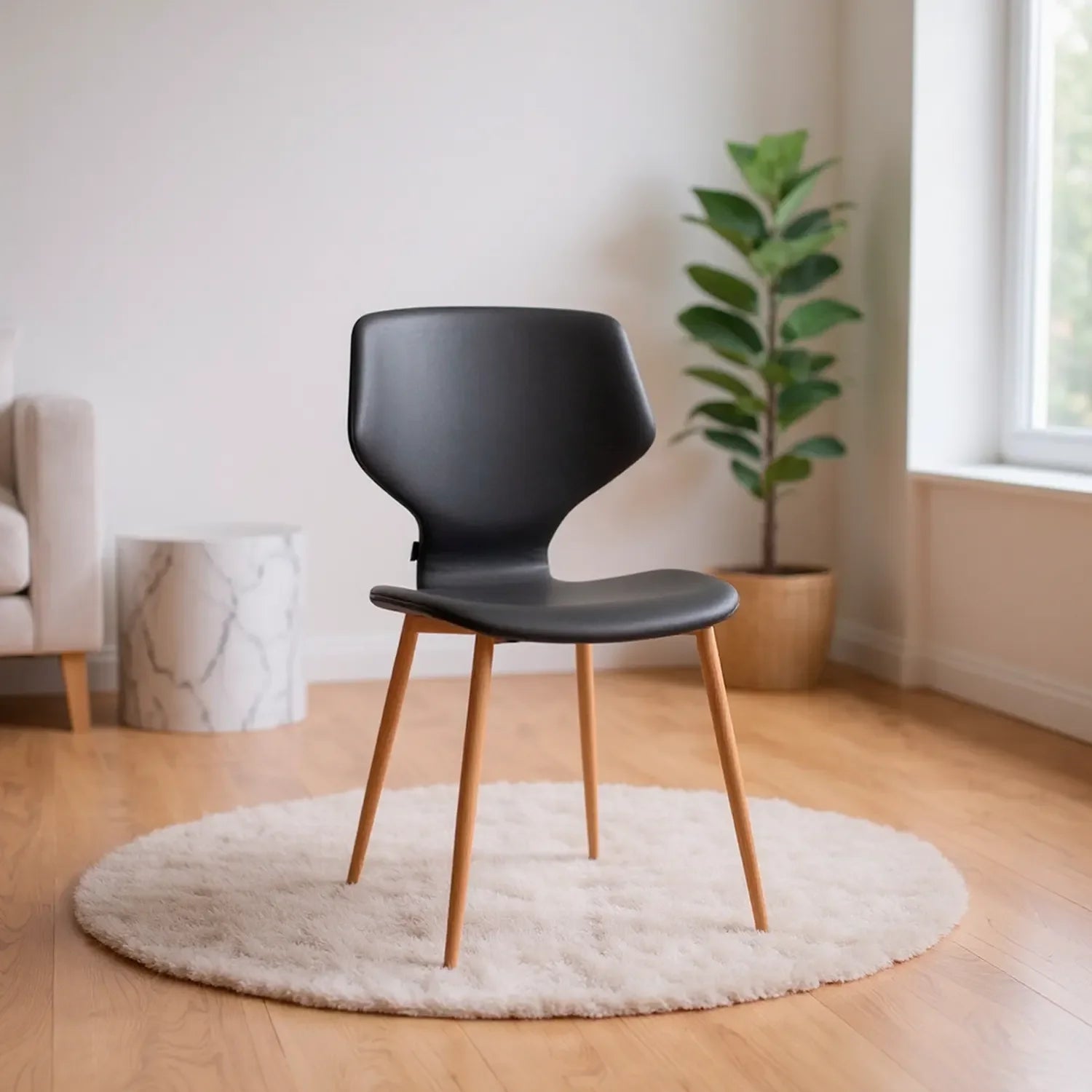 SEDIA UPPLAND PU GRIGIO MARENGO GAMBE COLORE FAGGIO