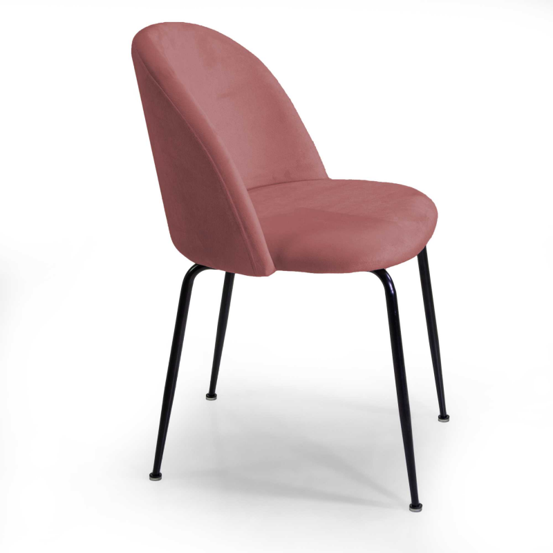 Sedia velluto Sammi rosa antico struttura nero cm 50x57h47/77,5