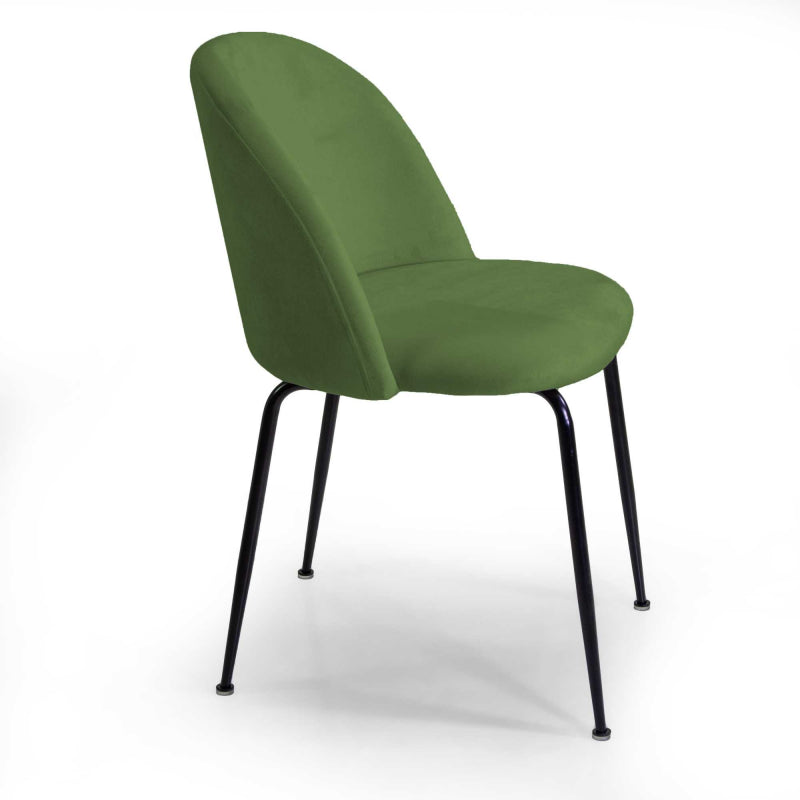 Sedia velluto Sammi verde struttura nero cm 50x57h47/77,5
