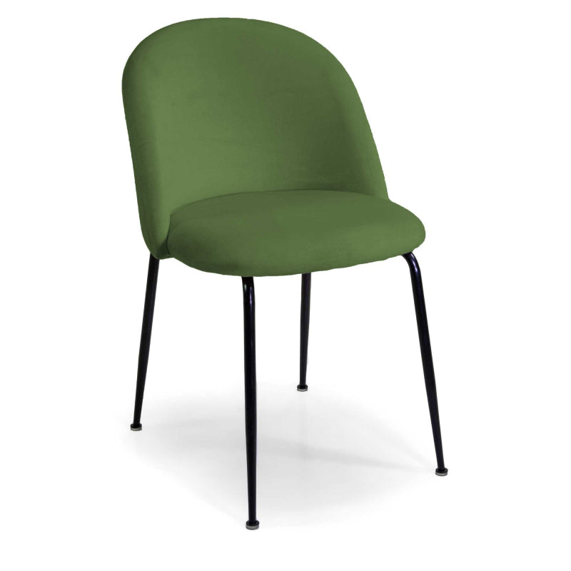 Sedia velluto Sammi verde struttura nero cm 50x57h47/77,5