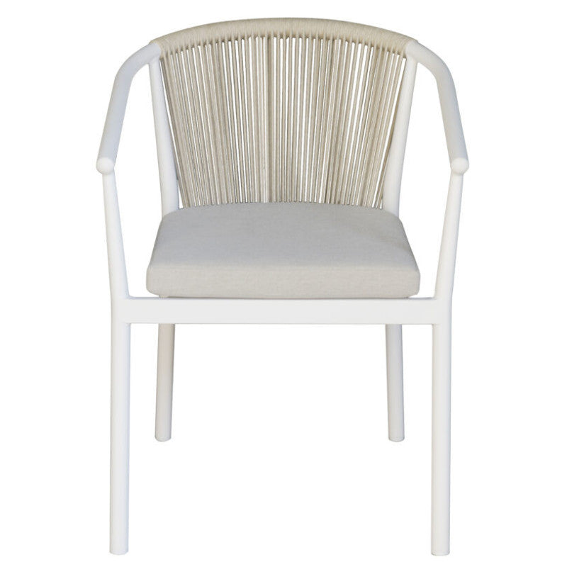 Sedia Verona Contract In Alluminio Bianco E Corda Per Esterni Beige Moia