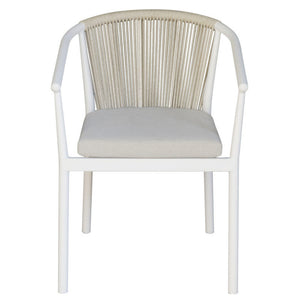 Sedia Verona Contract In Alluminio Bianco E Corda Per Esterni Beige Moia