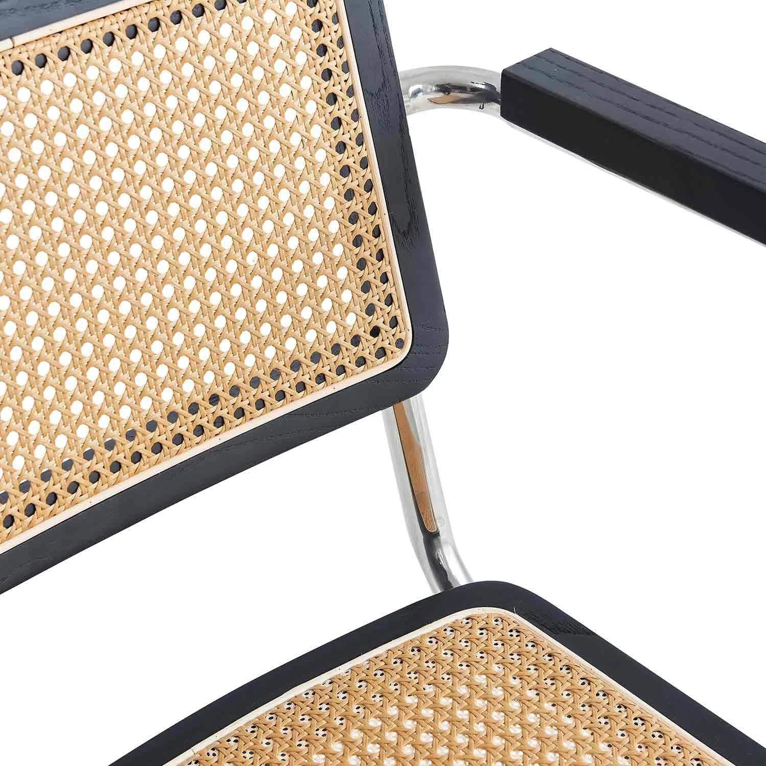 LÚZETE - SEDIA WEBSTER CON BRACCIOLI IN RATTAN NERO PL