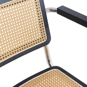 LÚZETE - SEDIA WEBSTER CON BRACCIOLI IN RATTAN NERO PL