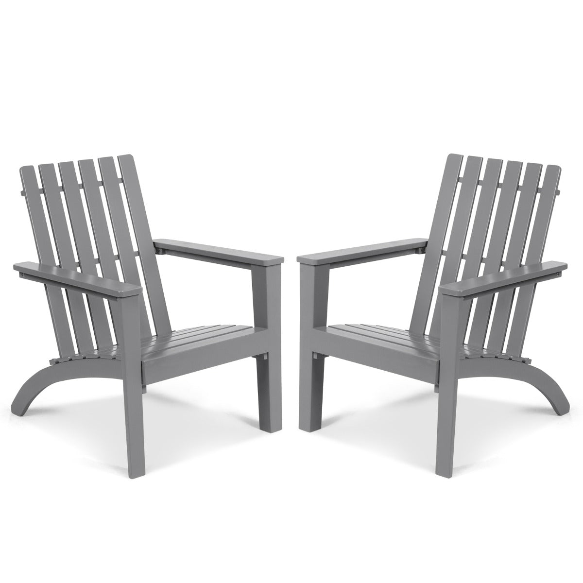 Sedia Adirondack ergonomica di legno da esterno, Poltrona di acacia per cortile piscina balcone giardino Grigio-Poltrone e sdraio