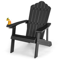 Sedia adirondack da esterno con portabicchieri, Sedia resistente alle intemperie per cortile portata 170kg Nera-Sedie da esterno