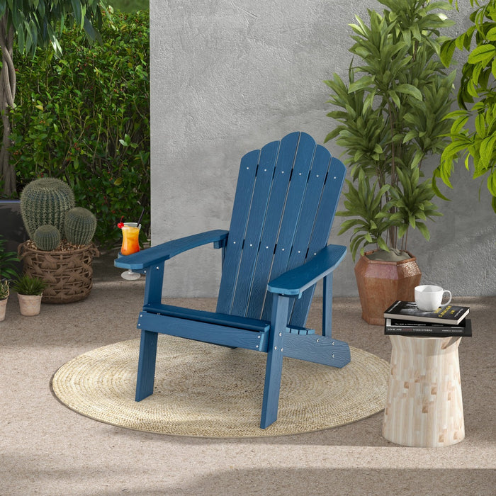 Sedia adirondack da esterno con portabicchieri, Sedia resistente alle intemperie per cortile portata 170kg Blu-Sedie da esterno