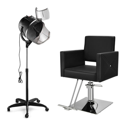 Sedia da barbiere con pompa idraulica pesante e asciugacapelli con cappuccio, Sedia da salone e asciugacapelli professionale-Cura dei capelli