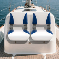 Sedia da barca con copertura impermeabile in PVC, Sedia da capitano pieghevole imbottita con schienale basso Blu-Sport acquatici