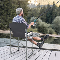 Sedia da caccia pieghevole con tavolino laterale poggiapiedi rimovibile, Sedia da regista portata 150kg 62x56x110cm-Tavoli e sedie da campeggio